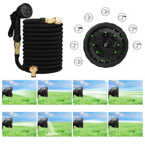 Mangueira de Jardim Expansível 100FT com Bico Ajustável e Conector de Metal