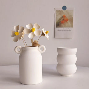 Vaso de Flor em Cerâmica Branca Estilo Nórdico - Design Moderno e Elegante