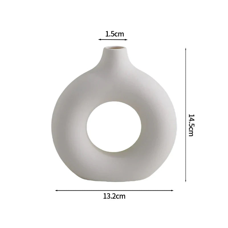 Vaso de Flor em Cerâmica Branca Estilo Nórdico - Design Moderno e Elegante