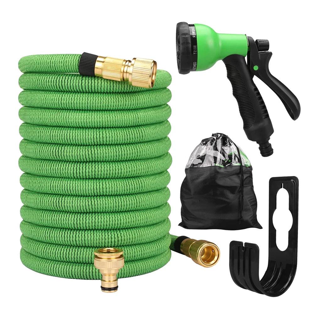 Mangueira de Jardim Expansível 100FT com Bico Ajustável e Conector de Metal