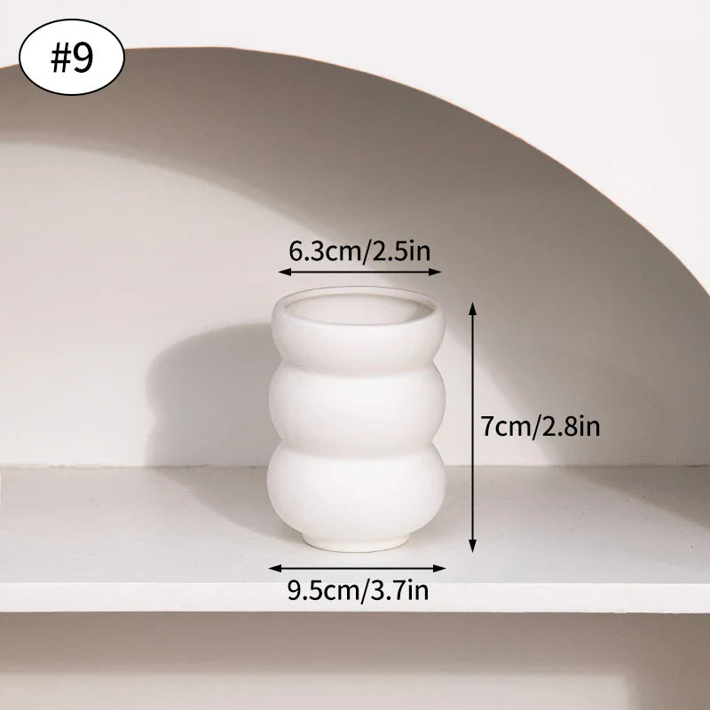 Vaso de Flor em Cerâmica Branca Estilo Nórdico - Design Moderno e Elegante