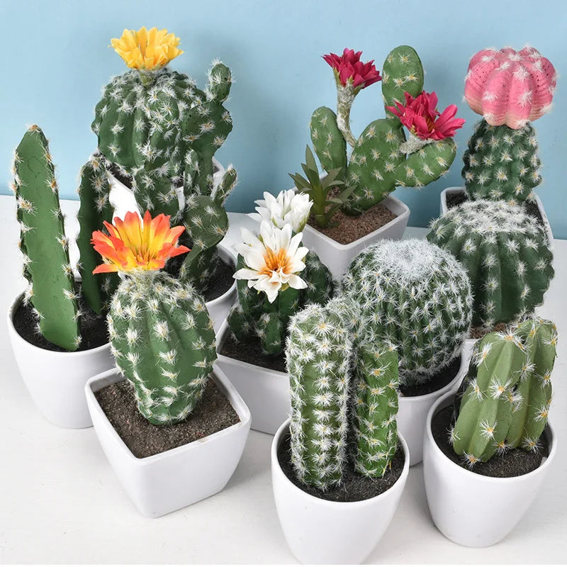 Mini Cacto Artificial em Vaso – Decoração Sustentável e Charmosa