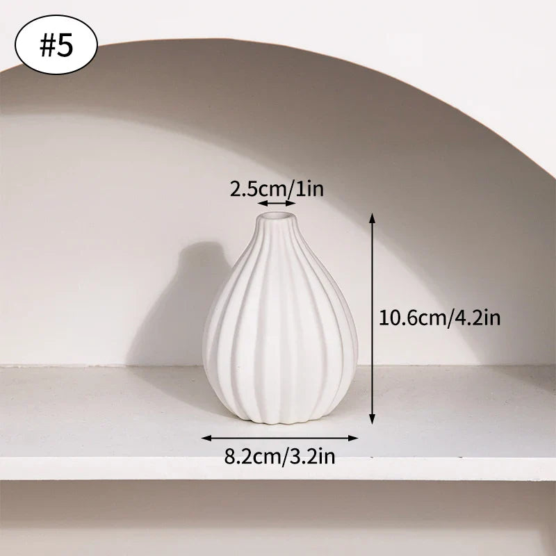 Vaso de Flor em Cerâmica Branca Estilo Nórdico - Design Moderno e Elegante