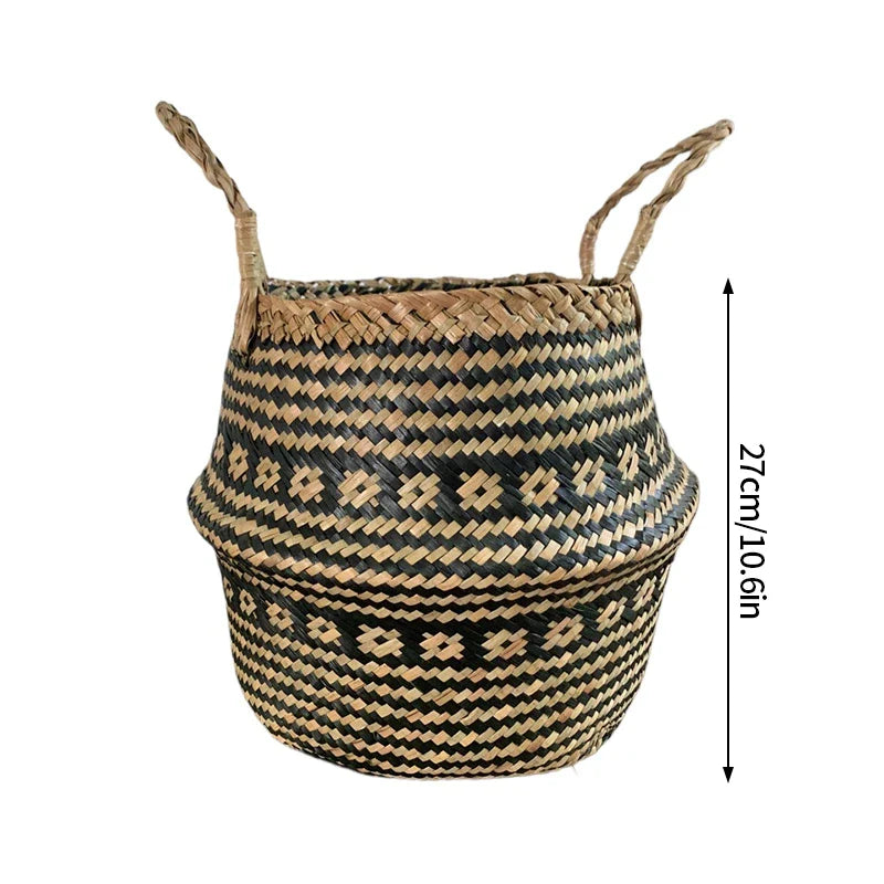 Cesta Artesanal de Vime para Plantas, Estilo Boho, 100% Natural e Ecológica
