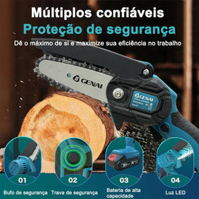 Serra Eletrica Para Poda Sem Fio Recarregável – Motosserra Portátil Compacta
