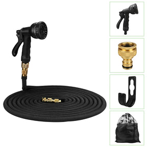 Mangueira de Jardim Expansível 100FT com Bico Ajustável e Conector de Metal