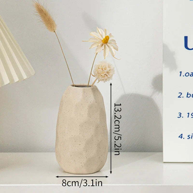 Vaso de Flor em Cerâmica Branca Estilo Nórdico - Design Moderno e Elegante