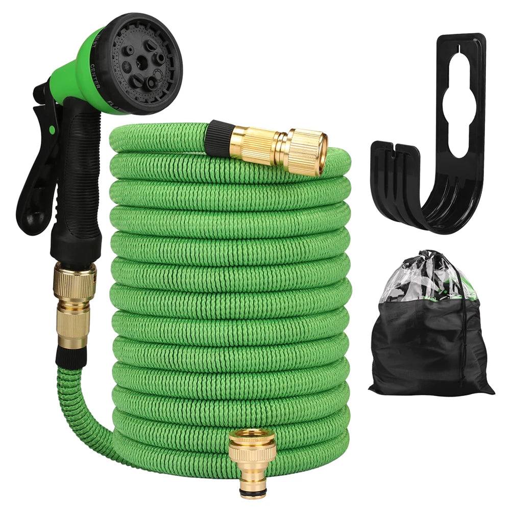 Mangueira de Jardim Expansível 100FT com Bico Ajustável e Conector de Metal