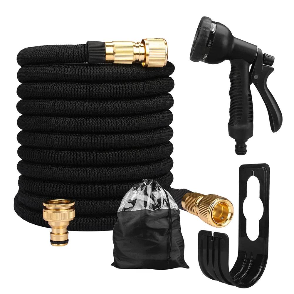 Mangueira de Jardim Expansível 100FT com Bico Ajustável e Conector de Metal