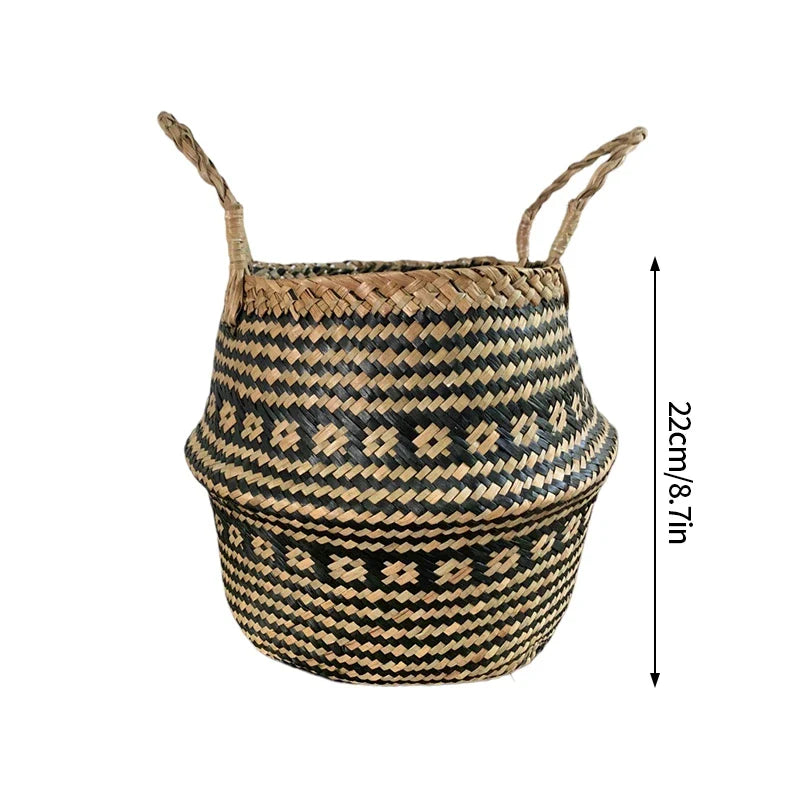 Cesta Artesanal de Vime para Plantas, Estilo Boho, 100% Natural e Ecológica