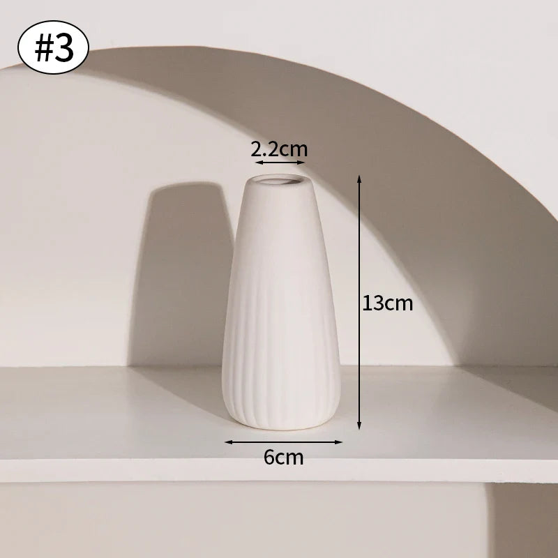 Vaso de Flor em Cerâmica Branca Estilo Nórdico - Design Moderno e Elegante