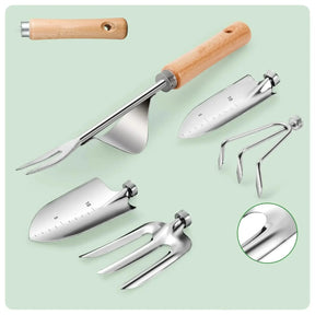 Ferramentas Para Jardinagem Kit Completo com 10 Peças em Aço Inoxidável e Bolsa Floral