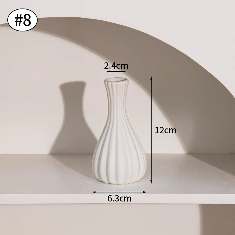 Vaso de Flor em Cerâmica Branca Estilo Nórdico - Design Moderno e Elegante