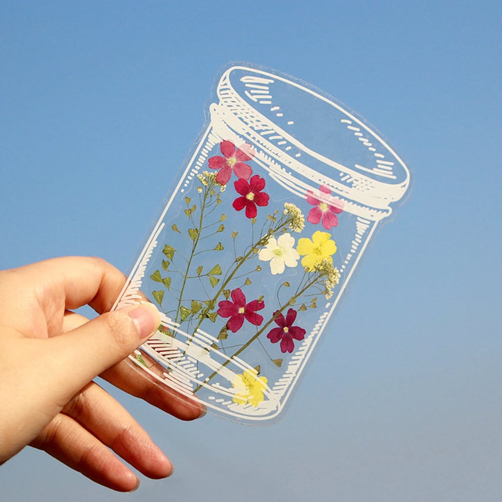 Marcadores Transparentes com Flores Naturais Secas – Kit 20 Unidades Exclusivas