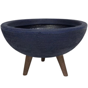 Vaso Bacia 30cm De Polietileno  Com Tripé de Madeira Decorativo Para Flores E Plantas