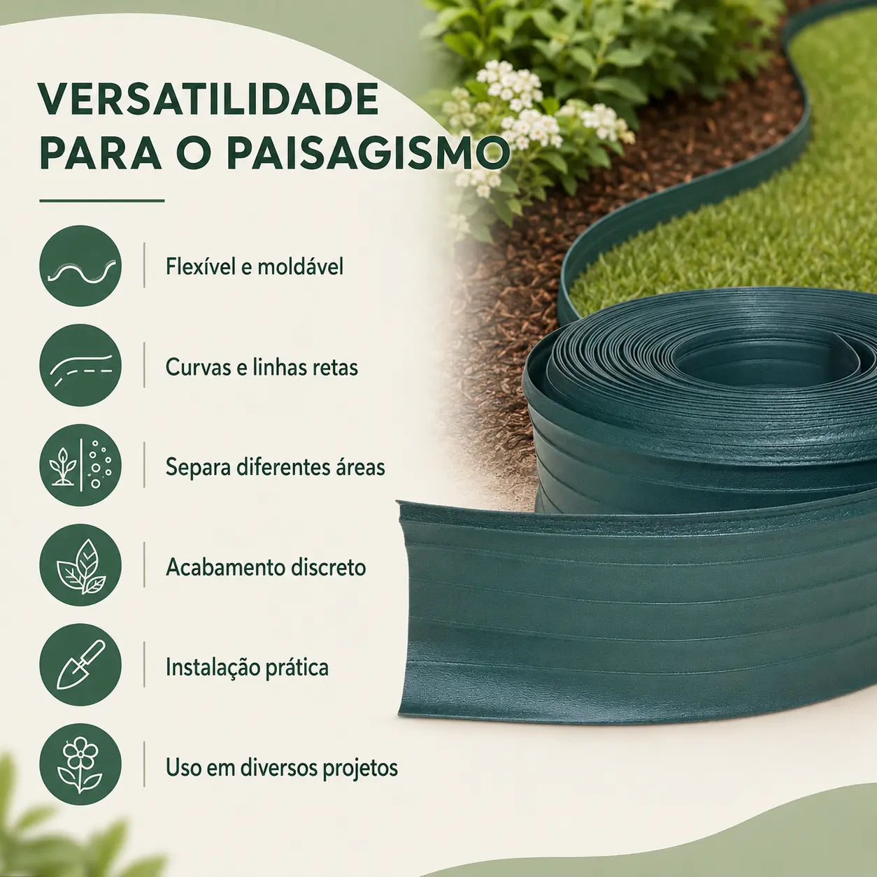 Limitador de Grama 25m Separador de Jardim Divisor Canteiro