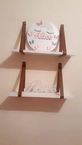 Kit 2 Prateleiras MDF 45 cm Branco Couro ecologico Pronta Entrega