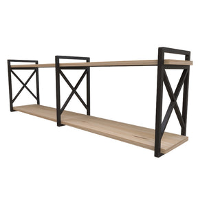 Prateleira Flutuante Estilo Industrial 115cm Suspensa na Parede - Kit Completo