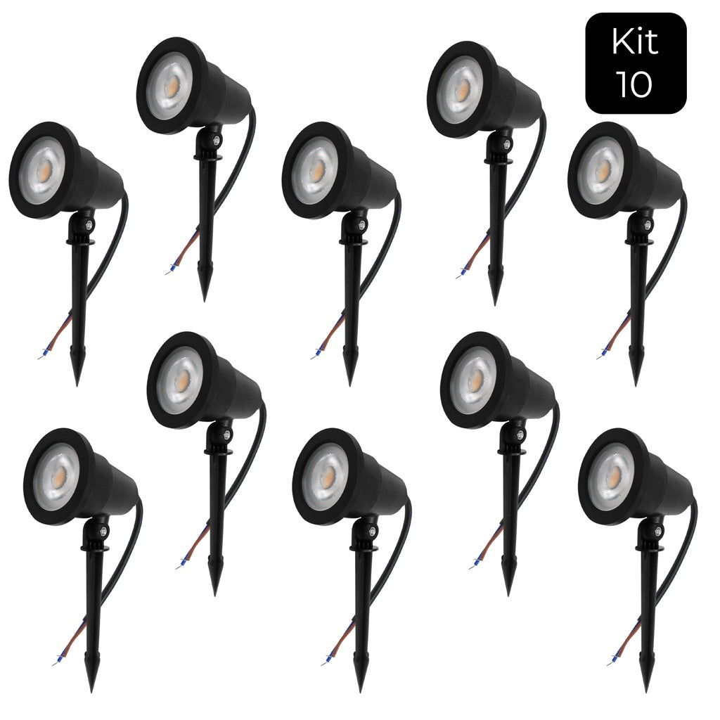 Kit de 10 Luminárias de Jardim LED 7W à Prova D'Água IP65 para Uso Externo