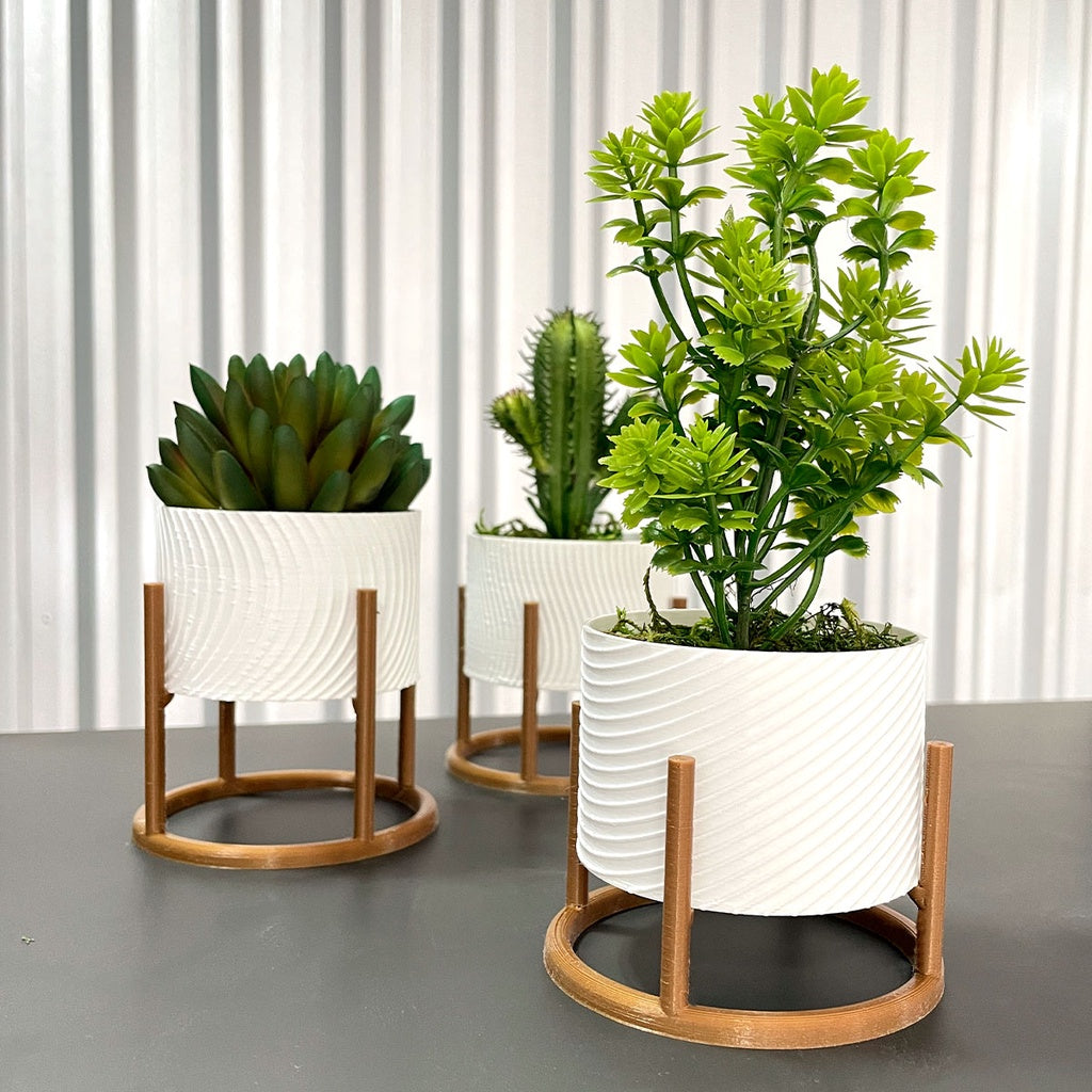 Vasos para Plantas - 3 Vasos Cachepot com Suporte