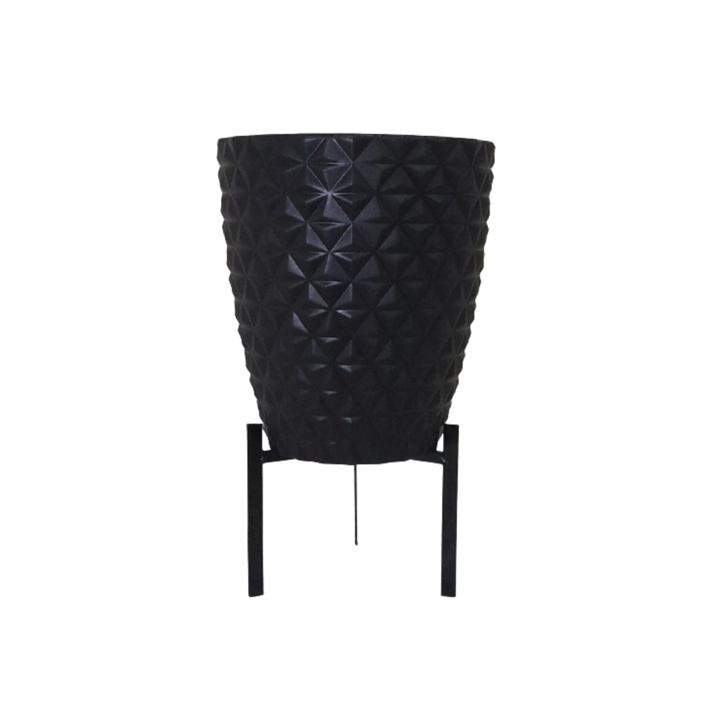 Vaso para planta coluna diamante redonda pp com prato e suporte