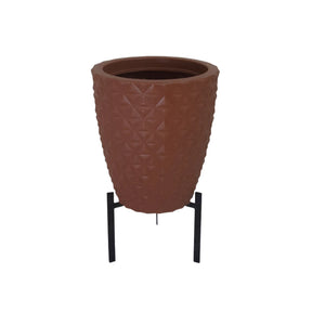 Vaso para planta coluna diamante redonda pp com prato e suporte