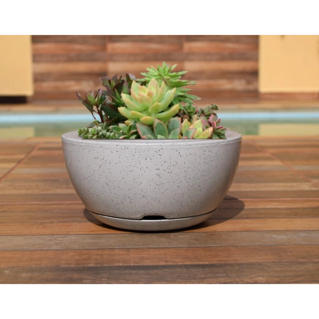 Vaso de Planta Decorativo Bacia Redonda N1 Luxo  Polida lisa com Prato coletor