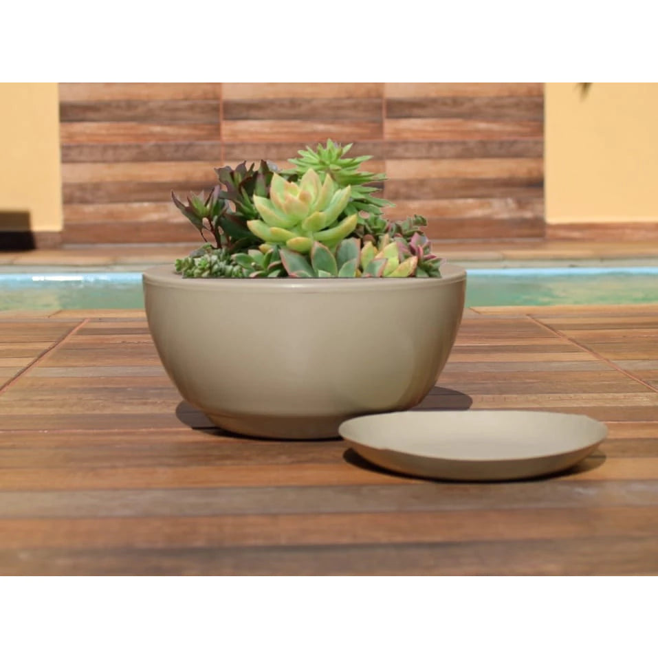 Vaso de Planta Decorativo Bacia Redonda N1 Luxo  Polida lisa com Prato coletor