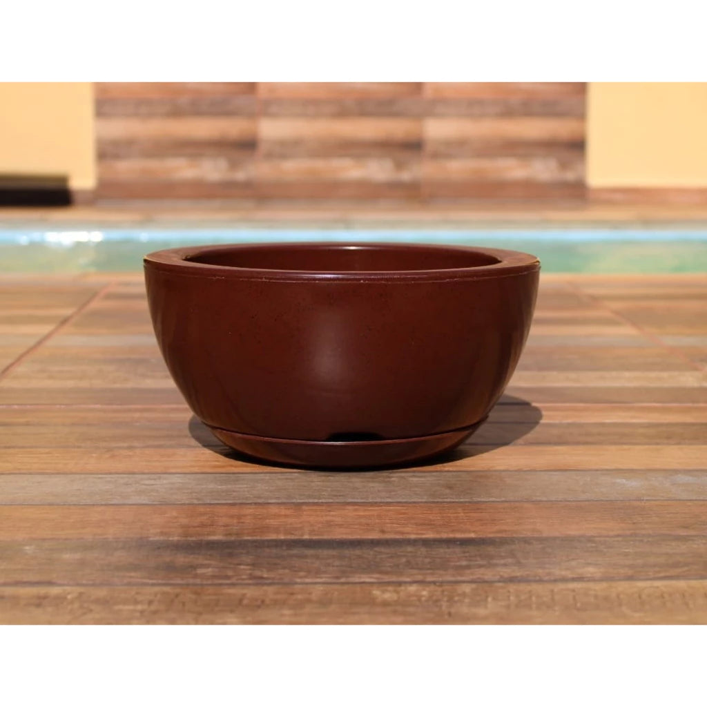 Vaso de Planta Decorativo Bacia Redonda N1 Luxo  Polida lisa com Prato coletor