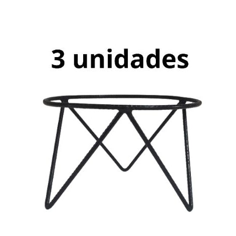 kit 3 suporte tripé em ferro para vaso de planta