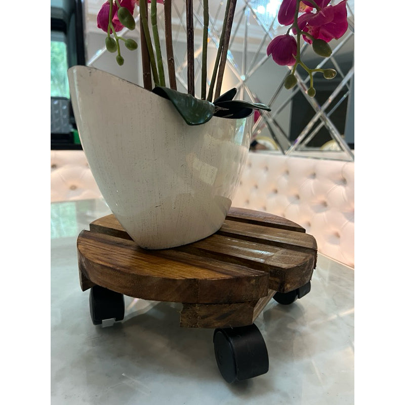 Suporte para vaso de 20 cm em pinus com rodinhas