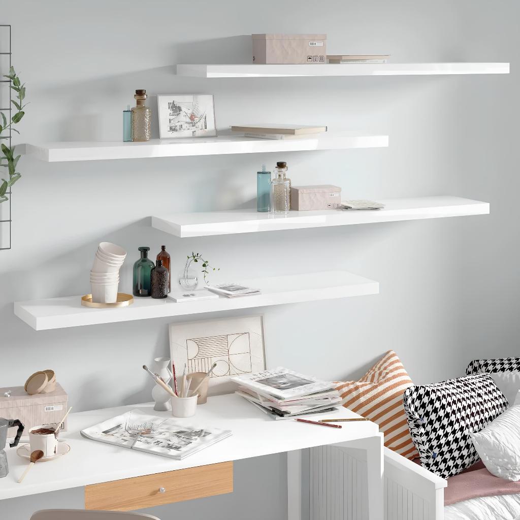 Kit de Prateleiras 60x20cm MDF com Suporte Resistente para Quarto, Sala, Banheiro, Cozinha, Escritório e Decoração de Parede