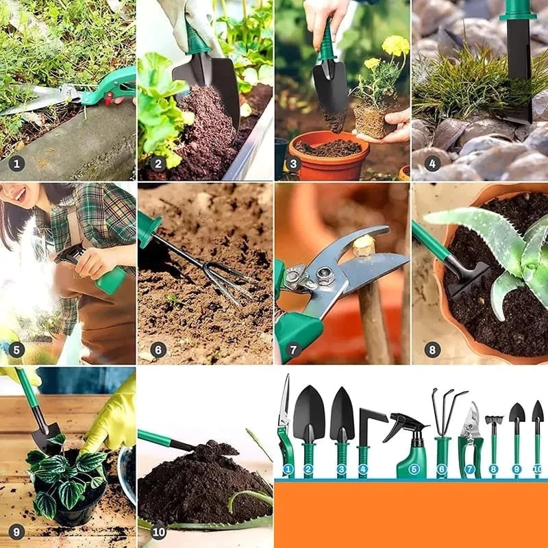 Kit de Ferramentas para Jardinagem Completo com Maleta 10 peças