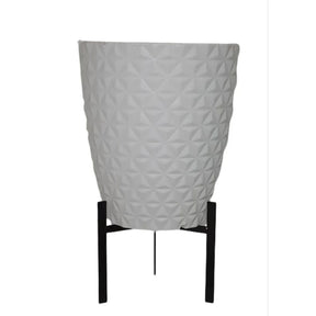 Vaso para planta coluna diamante redonda pp com prato e suporte