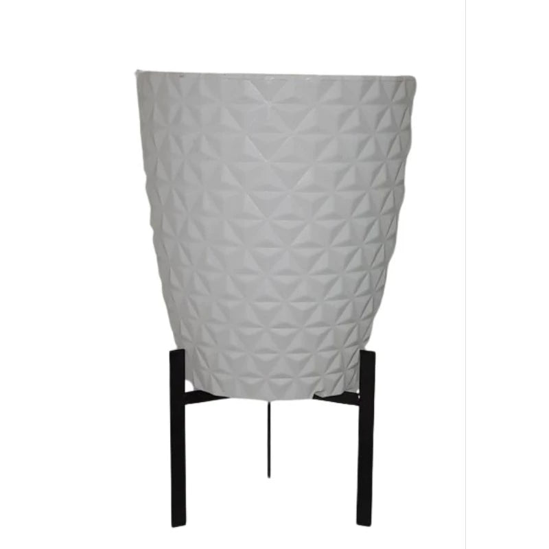 Vaso para planta coluna diamante redonda pp com prato e suporte