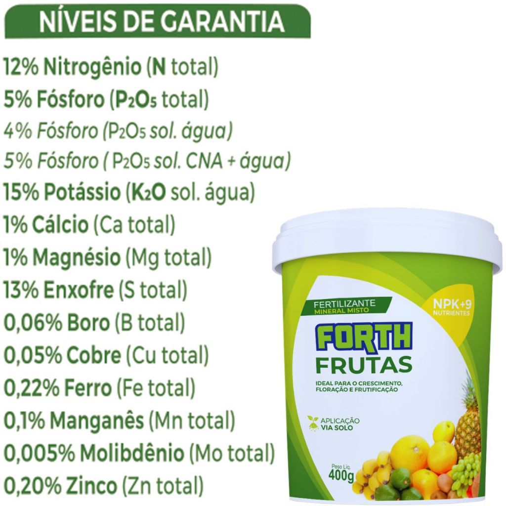 Forth Adubo Fertilizante Mineral Misto 400g - Nutrição Completa para Plantas