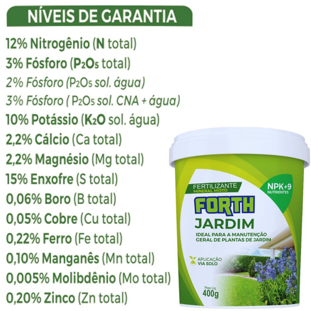 Forth Adubo Fertilizante Mineral Misto 400g - Nutrição Completa para Plantas