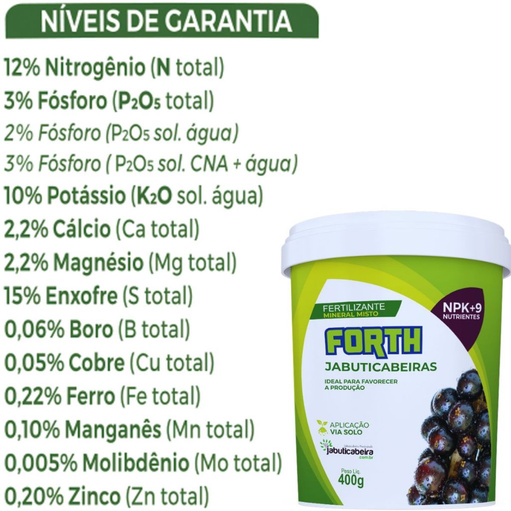 Forth Adubo Fertilizante Mineral Misto 400g - Nutrição Completa para Plantas