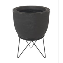 Vaso Decorativo Redondo Liso para Plantas com Prato e Suporte