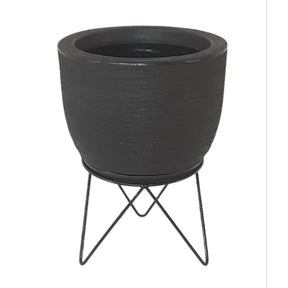 Vaso Decorativo Redondo Liso para Plantas com Prato e Suporte