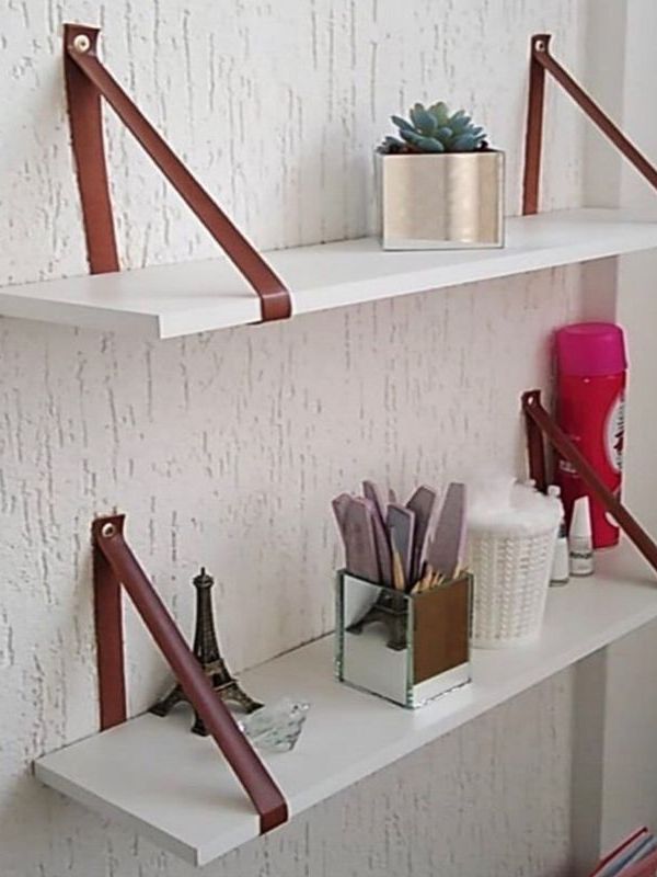 Kit 2 Prateleiras MDF 45 cm Branco Couro ecologico Pronta Entrega