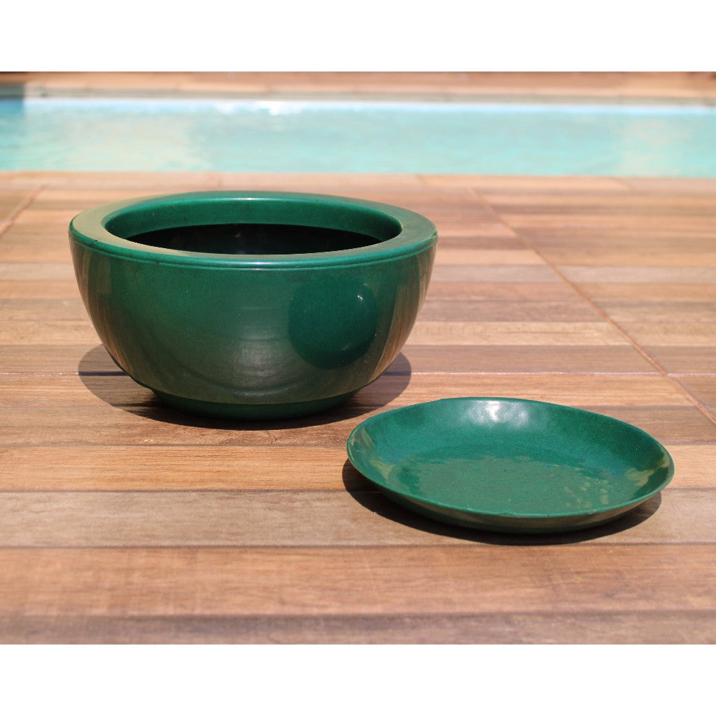 Vaso de Planta Decorativo Bacia Redonda N1 Luxo  Polida lisa com Prato coletor
