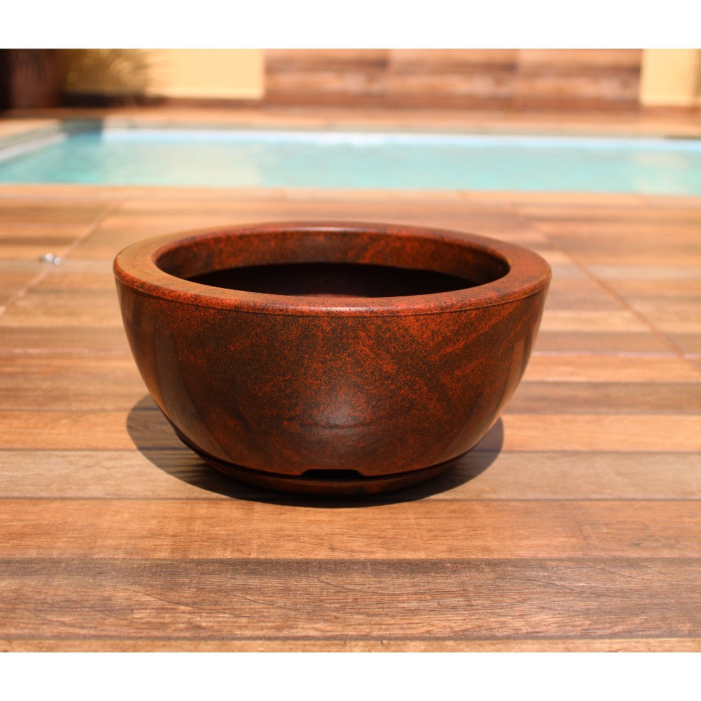 Vaso de Planta Decorativo Bacia Redonda N1 Luxo  Polida lisa com Prato coletor