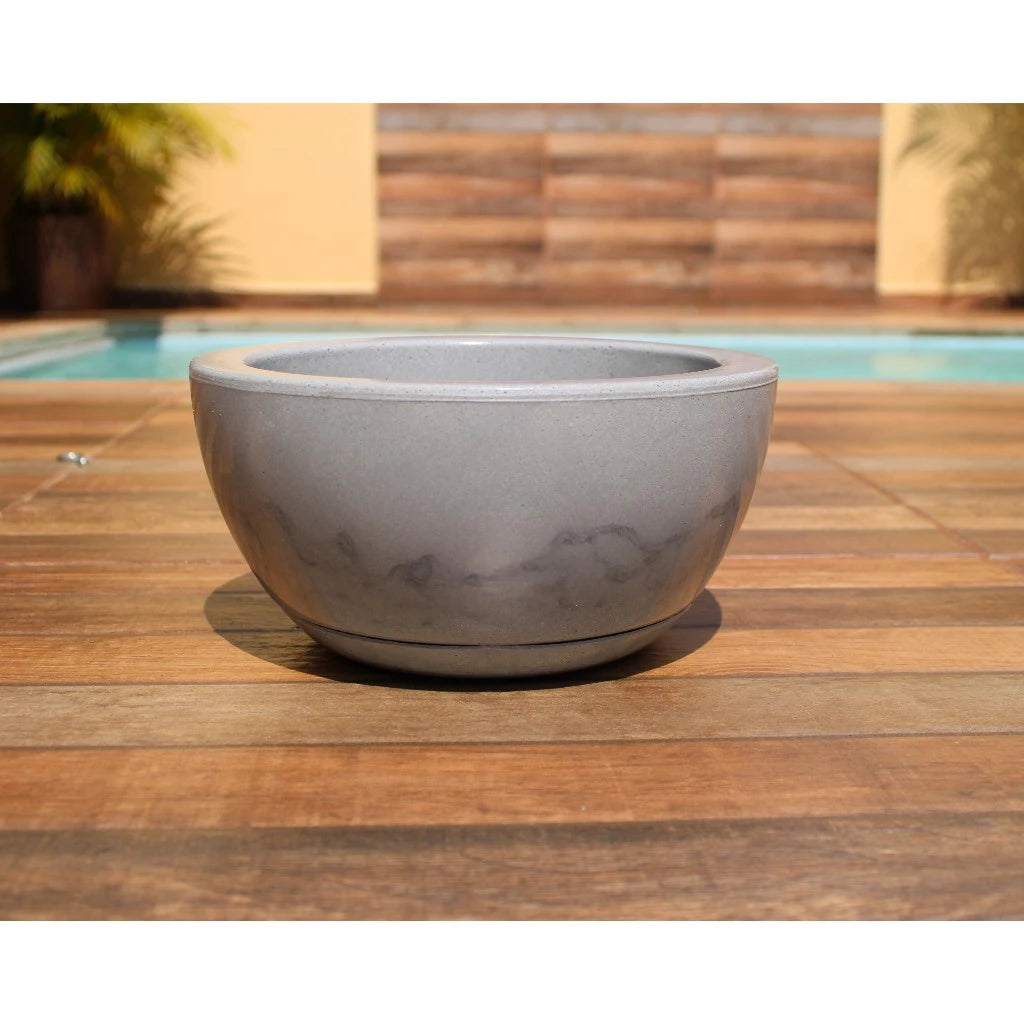 Vaso de Planta Decorativo Bacia Redonda N1 Luxo  Polida lisa com Prato coletor