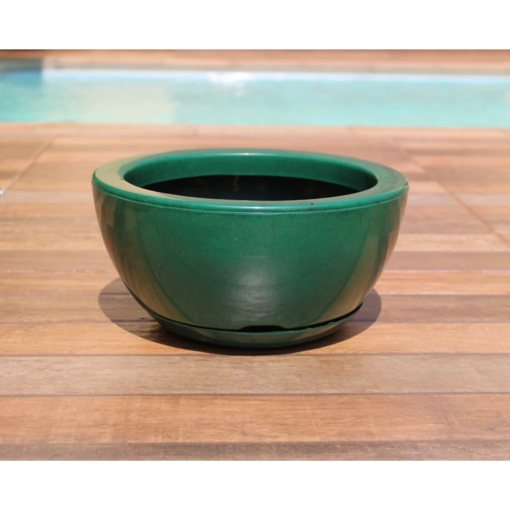 Vaso de Planta Decorativo Bacia Redonda N1 Luxo  Polida lisa com Prato coletor
