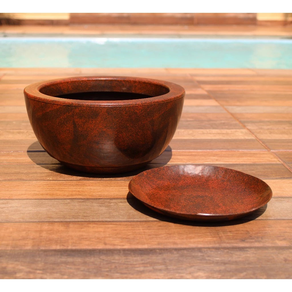 Vaso de Planta Decorativo Bacia Redonda N1 Luxo  Polida lisa com Prato coletor