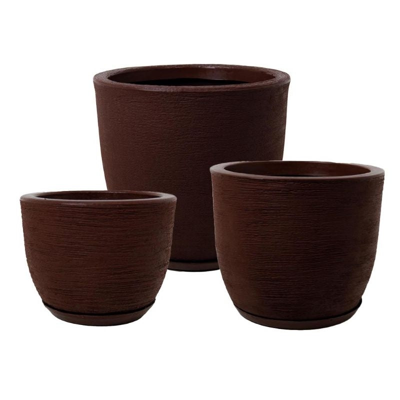 Vasos Para Plantas Conjunto com 3 Vasos Redondos Bojo Escovados