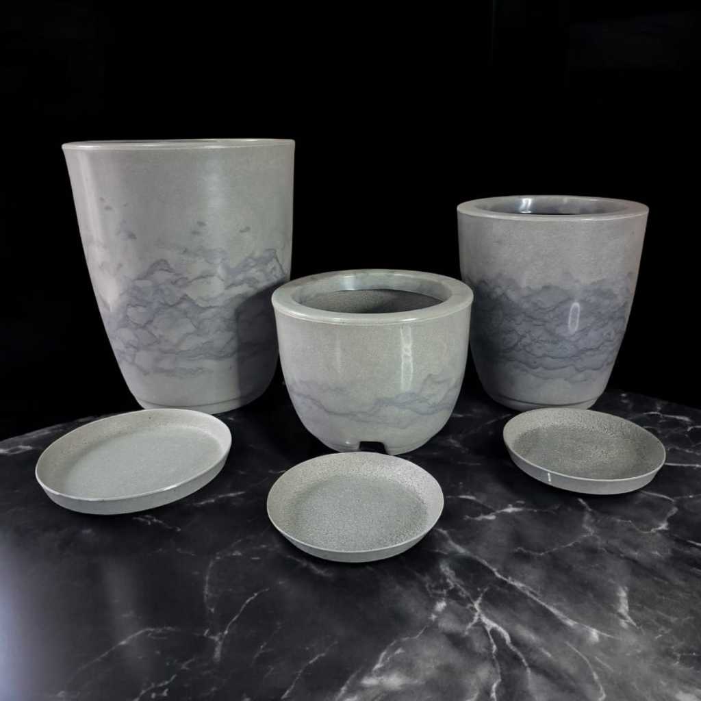 Kit de 3 Vasos para Plantas e Flores Marmorizados