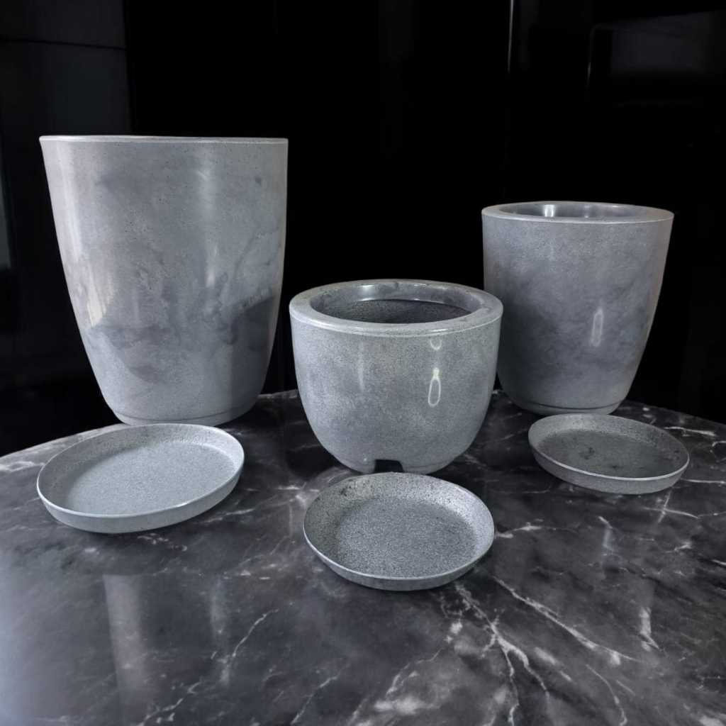Kit de 3 Vasos para Plantas e Flores Marmorizados