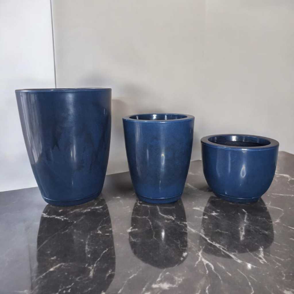 Kit de 3 Vasos para Plantas e Flores Marmorizados